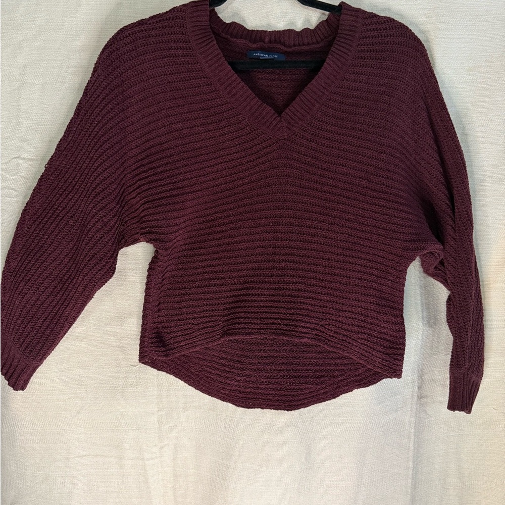 American Eagle Outfitters Maroon V-Neck Sweater